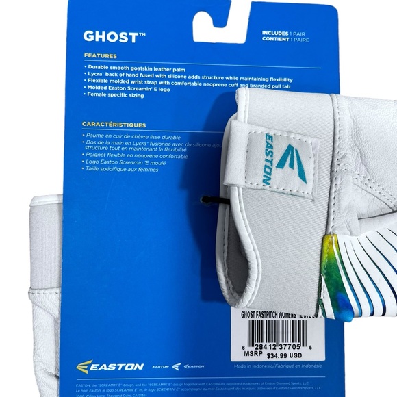 Easton Women’s Fast Pitch Ghost Tie Dye Gloves. Size Large - Picture 4 of 5